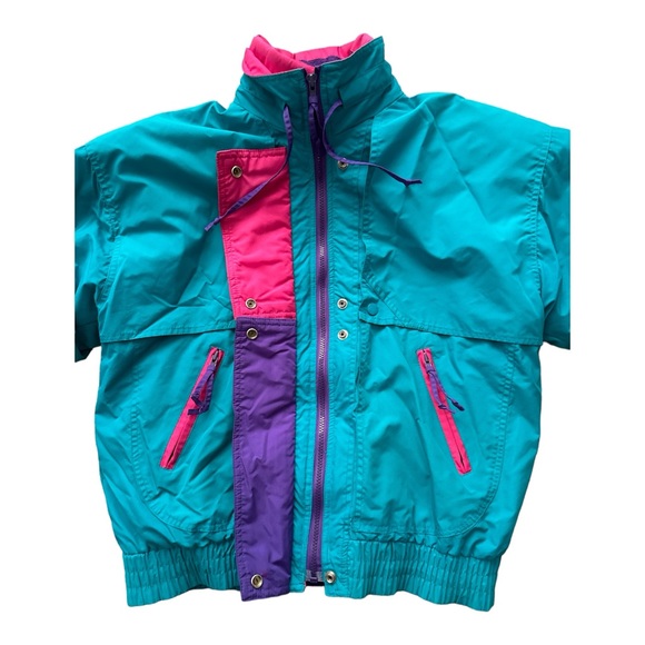 Cabin Creek Teal Pink Vaporwave Insulated Ski Jacket Coat Size XS Vintage - Picture 4 of 10